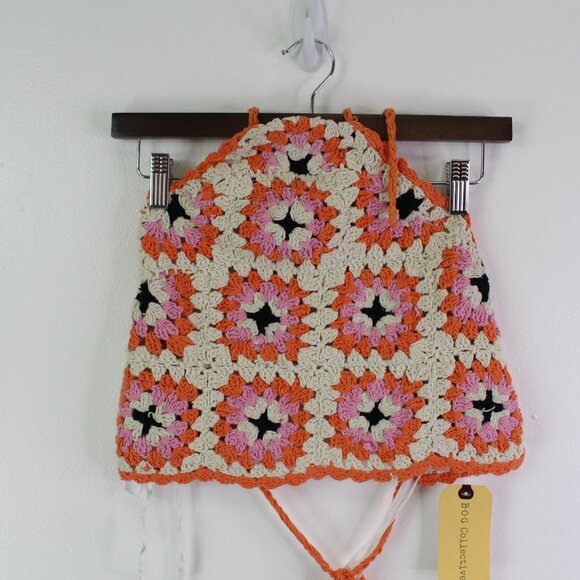 B.O.G. Collective Granny Squares Cotton Knit Halter Top Multicolor Size L - Picture 2 of 6